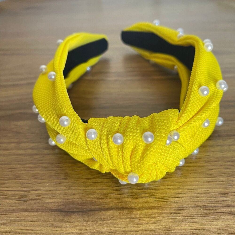 New Women Headband Hair Accessories Solid Pearls Center Knot - Picture 4 of 12